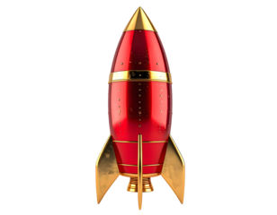 Red rocket with transparent background