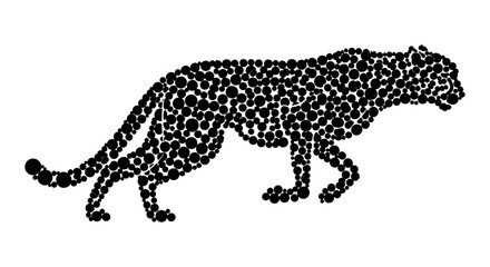 Fototapeta premium Abstract silhouette of leopard composed of black dots in creative design