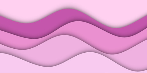 Pink papercut wave curves liquid shapes abstract background. Vector illustration
