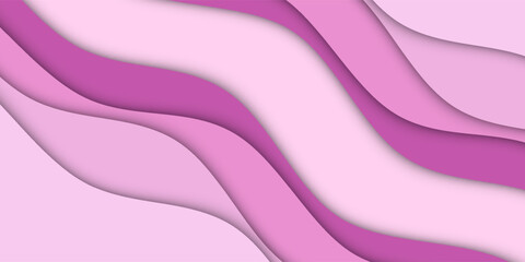 Pink papercut wave curves liquid shapes abstract background. Vector illustration