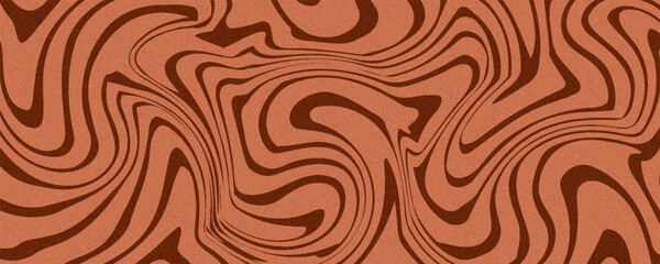 Retro coffee color background. Milk chocolate liquid dessert texture. Wavy swirl candy pattern for poster, cover, banner, pamphlet.