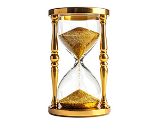 Gold hourglass with transparent background