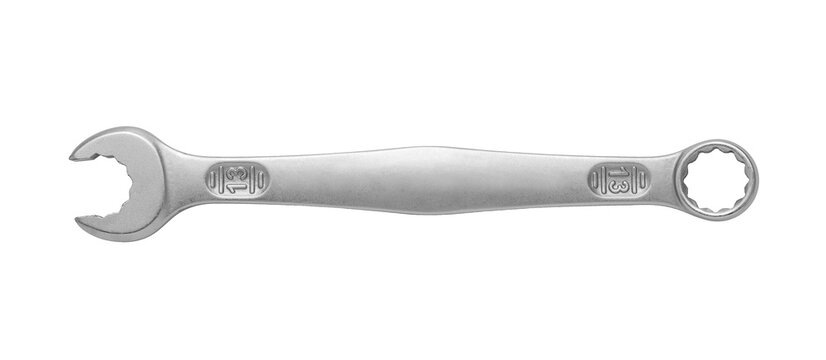 Steel wrench size 13 mm isolated on white background, including clipping path