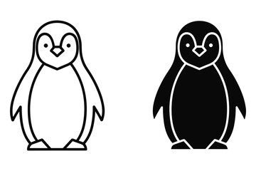 Penguin Icon Outline and Silhouette on White Background Keywords: penguin, bird, animal, icon © Mdmonwarhasan
