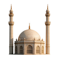 Obraz premium Architectural Render of Mosque with Minarets PNG cutout transparent