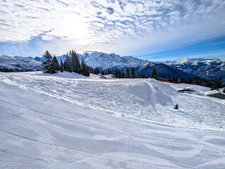 Obraz premium Winter ski resort Passy Plaine Joux, Alps, France