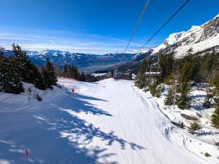 Fototapeta premium Winter ski resort Passy Plaine Joux, Alps, France