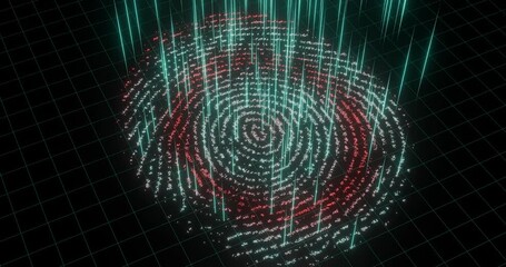 Digital Fingerprint Scan on Futuristic Grid - Powered by Adobe