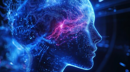 Fototapeta premium Machine Learning AI Chip Visualizing Electric Thought