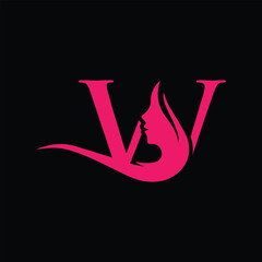Letter W Beauty Face Nature Leaf Logo Design
