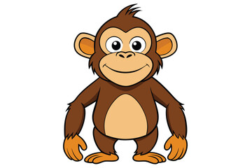 Cartoon monkey wearing a hat is looking upward with a curious and playful expression