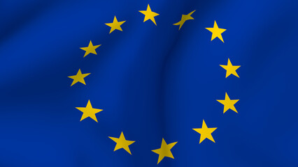 Waving European Union flag fabric background texture, a symbol of unity and solidarity