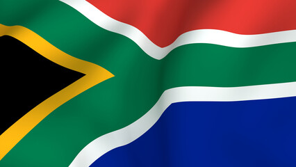 Waving Flag of South Africa, National Symbol Featuring the Unique Y-shaped Design and Colors