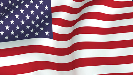Naklejka premium Waving Flag of the United States of America, National Symbol, Stars and Stripes Forever