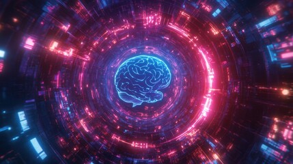 Obraz premium Artificial intelligence-powered digital brain scanning.