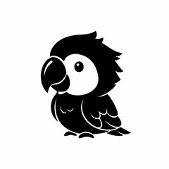 Cute black parrot silhouette vector illustration icon.