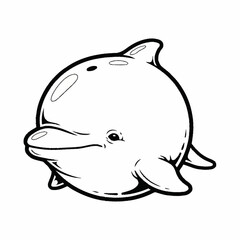 Cute Cartoon Dolphin Outline Drawing for Coloring Book.