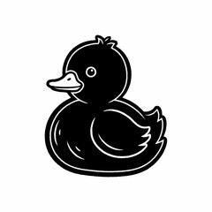 Black and White Rubber Duck Illustration.