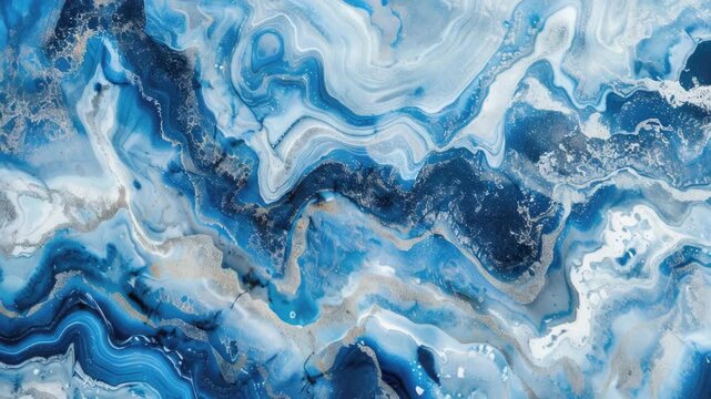 Video A detailed view of a beautiful blue and white marble slab, ideal for use in designs about luxury, elegance, or ancient cultures