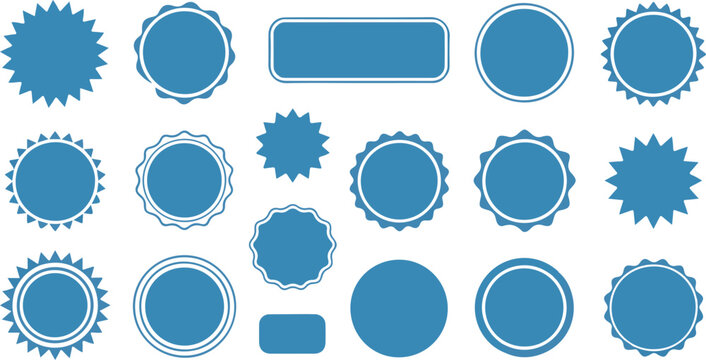 Set of red starburst. Price sticker, sale sticker, price tag, starburst, quality mark, retro stars, sale. Circle sticker set. Wavy edge promo red badges. Star burst shape tags for price. Red sa