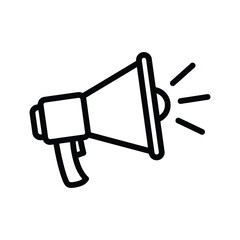 Simple outline drawing of a megaphone announcing with sound waves icon