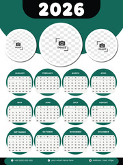 2026 full page calendar layout in modern style vector