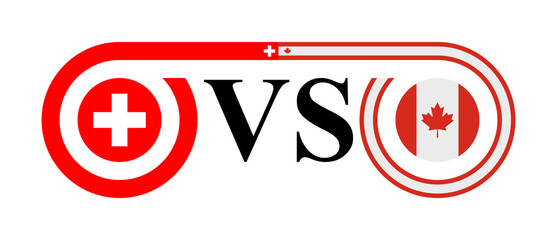 concept between switzerland vs canada. vector illustration isolated on white background