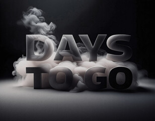 Countdown Text “Days To Go” in 3D Smoky Style with Abstract Cloud Effect on Dark Background for Event Promotions, Marketing, Launch Announcements, and Social Media Campaigns