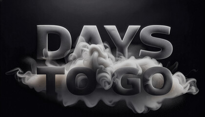 Countdown Text “Days To Go” in 3D Smoky Style with Abstract Cloud Effect on Dark Background for Event Promotions, Marketing, Launch Announcements, and Social Media Campaigns