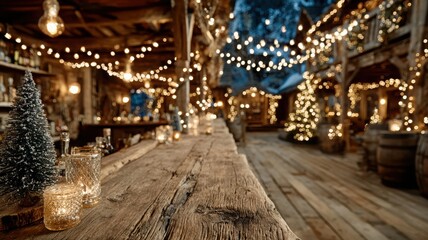 Naklejka premium Rustic Saloon Transformed for Christmas Celebration