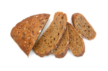 Stack grain bread isolated on white background