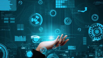 A dynamic scene featuring a human hand holding glowing digital elements representing data analytics and technology, emphasizing innovation and connectivity. Xenic - Powered by Adobe