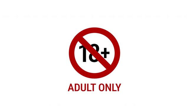 18 plus only sign symbol Adult Only Headline Animation, 18 Plus Mature Contents Explicit contents Symbol No porn Shadow style icon. 4K Video.