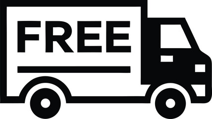 The black and white delivery truck prominently displays the word free inside its white cargo area