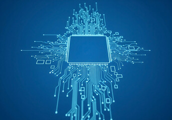 A digital schematic or circuit board design is displayed, centered within the frame