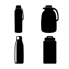 Various thermal flasks, insulated bottles, and carafes set