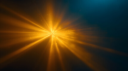 Golden light bursting through abstract dark space