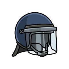 Naklejka premium Blue Riot Police Helmet Face Shield, Cartoon PNG Illustration.