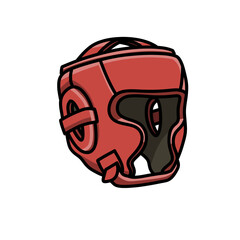 Red Boxing MMA Headgear Protective Equipment, Cartoon PNG Illustration.