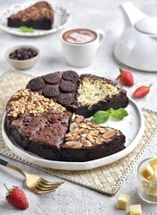 Brownies, a chocolate delicious cake suitable for drinking tea with friends