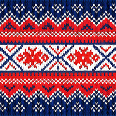 seamless knitted pattern with snowflakes
