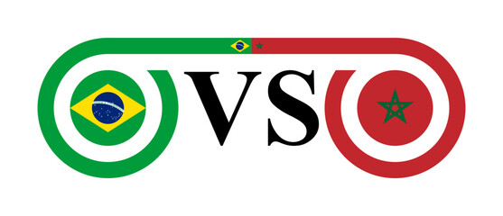 concept between brazil vs morocco . vector illustration isolated on white background