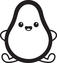Simple Kawaii Avocado Coloring Page – Minimal Cute Cartoon Fruit Outline Illustration