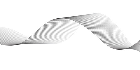 Abstract wave element for design. Digital frequency track equalizer. Stylized line art background, Geometric grey vector waves on transparent background. Editable stroke.
