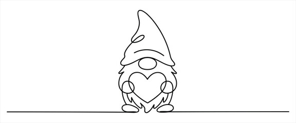 Dwarf with heart in line drawing vectorstyle isolated artwork
