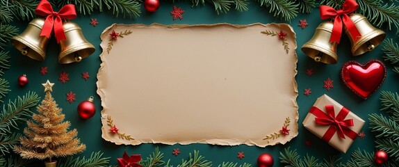 Christmas background with ornaments empty copy space 