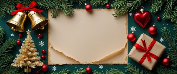 Christmas background with ornaments empty copy space 