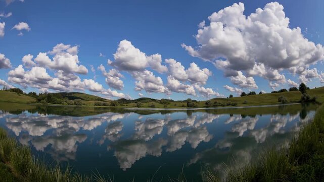 Still Water Mirror with Cloud Reflections