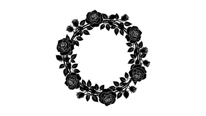 Elegant Black and White Rose Wreath Design for Invitations and Decor