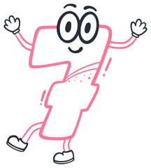 Cartoon Number Seven Character Sticker